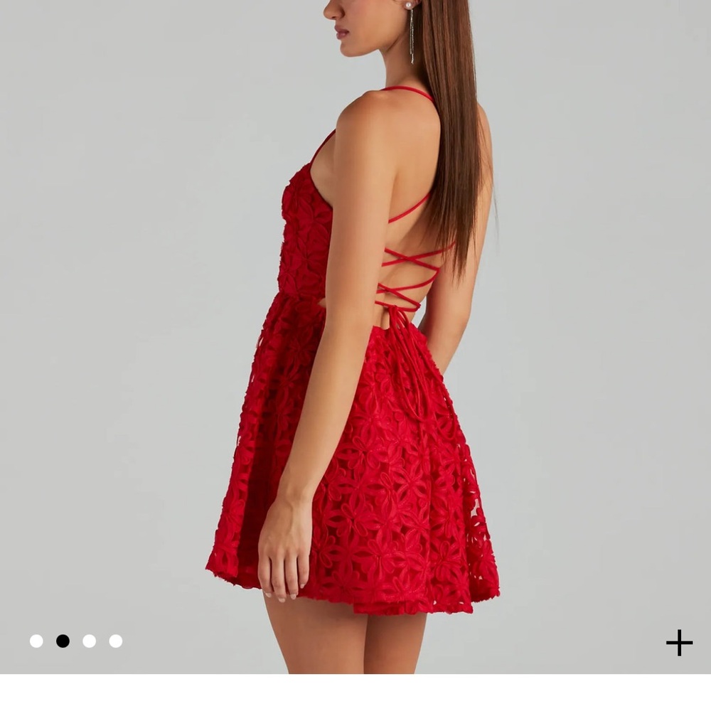 Windsor Red Floral Mini Dress / G31 - Picture 2 of 4